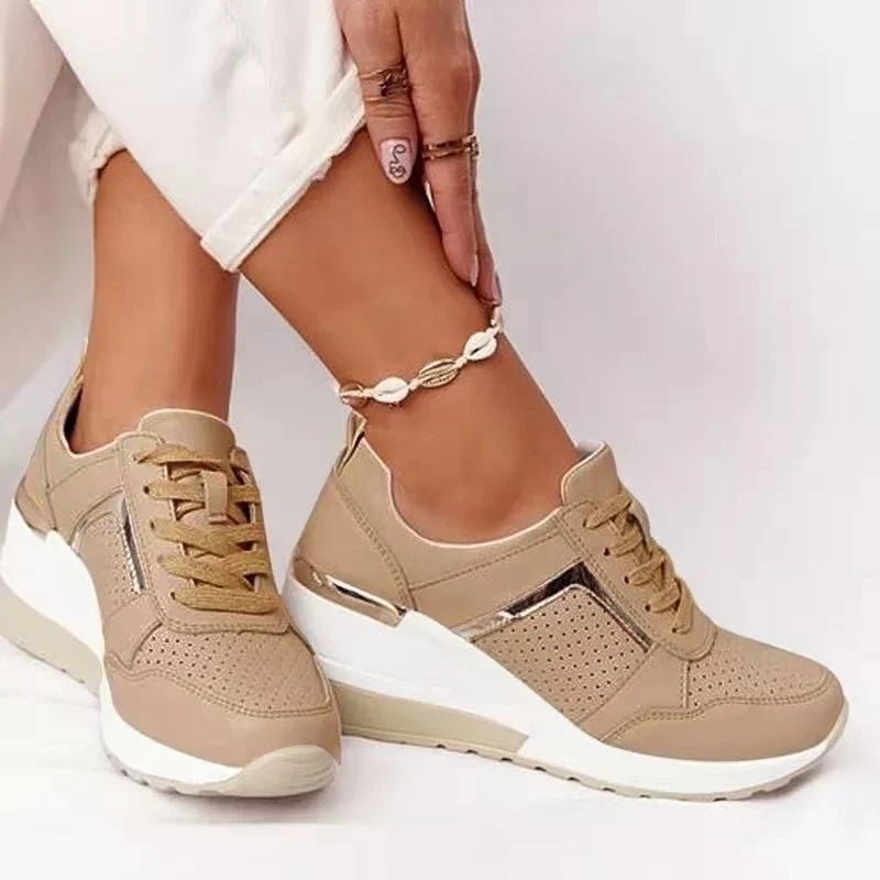 Stelvora Sneakersy Damskie na Platformie z Sznurówkami – Wygodne Buty Sportowe na Koturnie - Pootivo