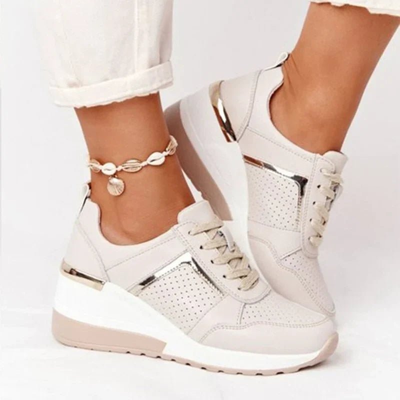 Stelvora Sneakersy Damskie na Platformie z Sznurówkami – Wygodne Buty Sportowe na Koturnie - Pootivo
