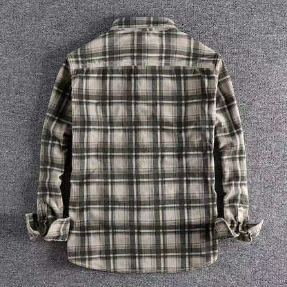 Strzeżywoj | Gruba Jesienna Koszula w Kratę z Kieszeniami - Pootivo