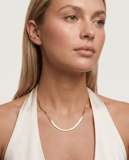 Tenley | Płaski Pozłacany Naszyjnik Jodełka - Pootivo