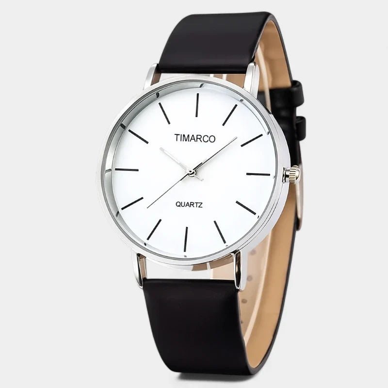 Tess | Minimalistyczny Biały Zegarek Skórzany - Pootivo