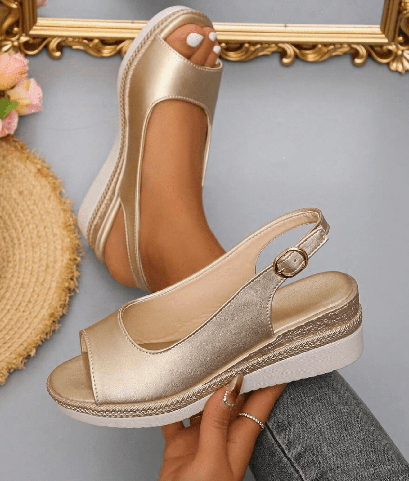 Velmora Sandały Damskie Na Koturnie Slingback – Sandały Letnie - Pootivo