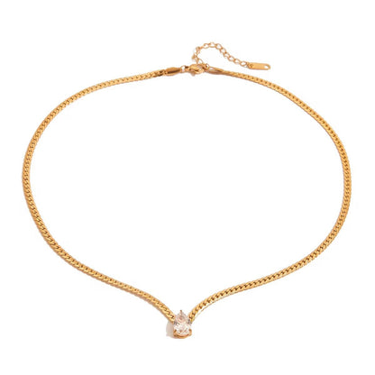 Vera | Złoty Naszyjnik Pancerka z Cyrkonią - Pootivo