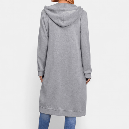 Walentyna | Rozpinana Jesienna Bluza Midi z Kapturem - Pootivo