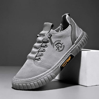 Szare płócienne sneakersy męskie na grubej podeszwie