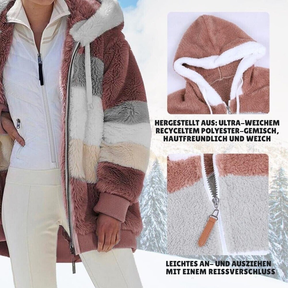 Winnie | Pluszowa Kurtka Oversize z Kapturem - Pootivo