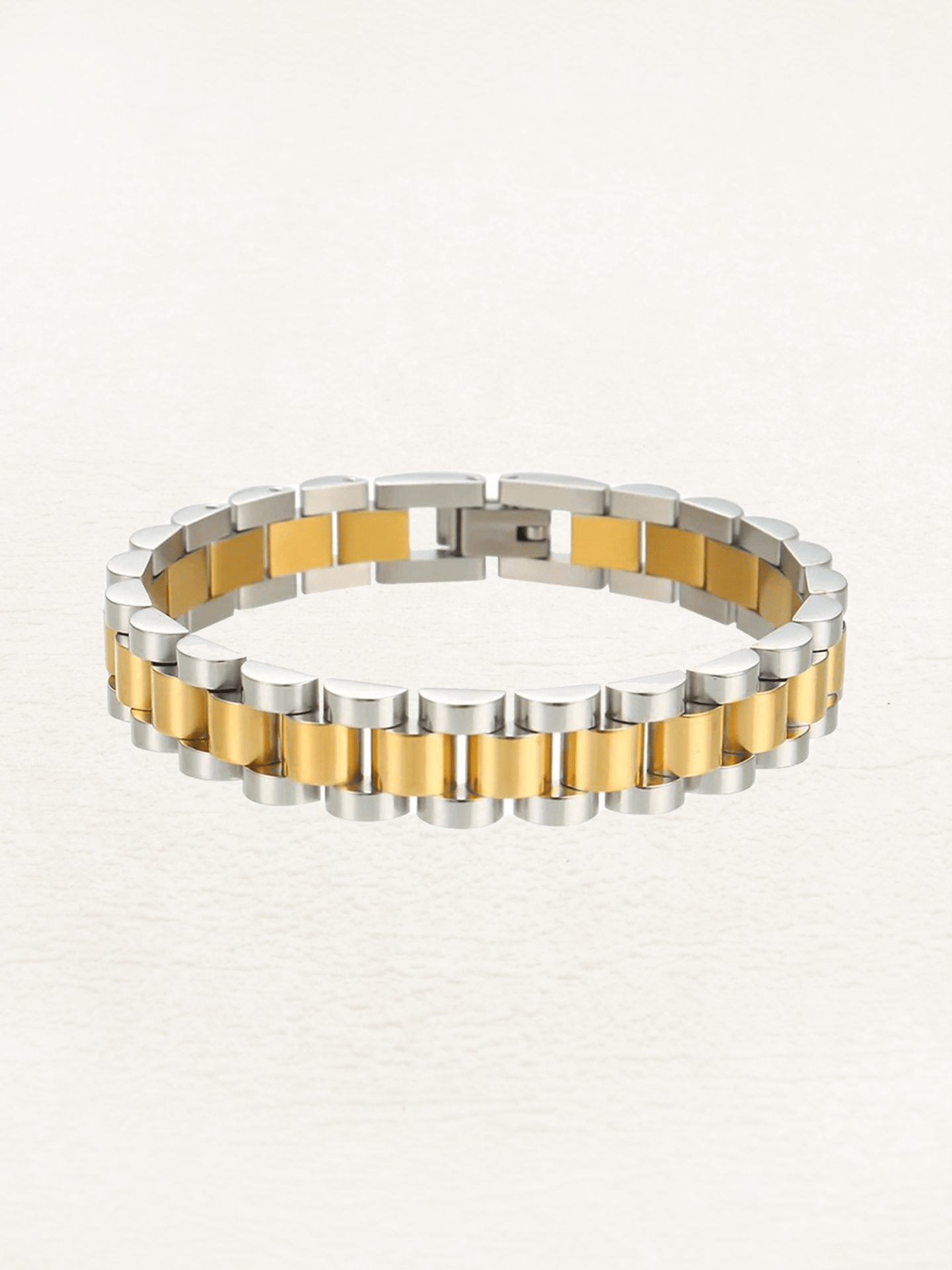 Winnie | Szeroka Dwukolorowa Bransoletka Ogniwowa - Pootivo