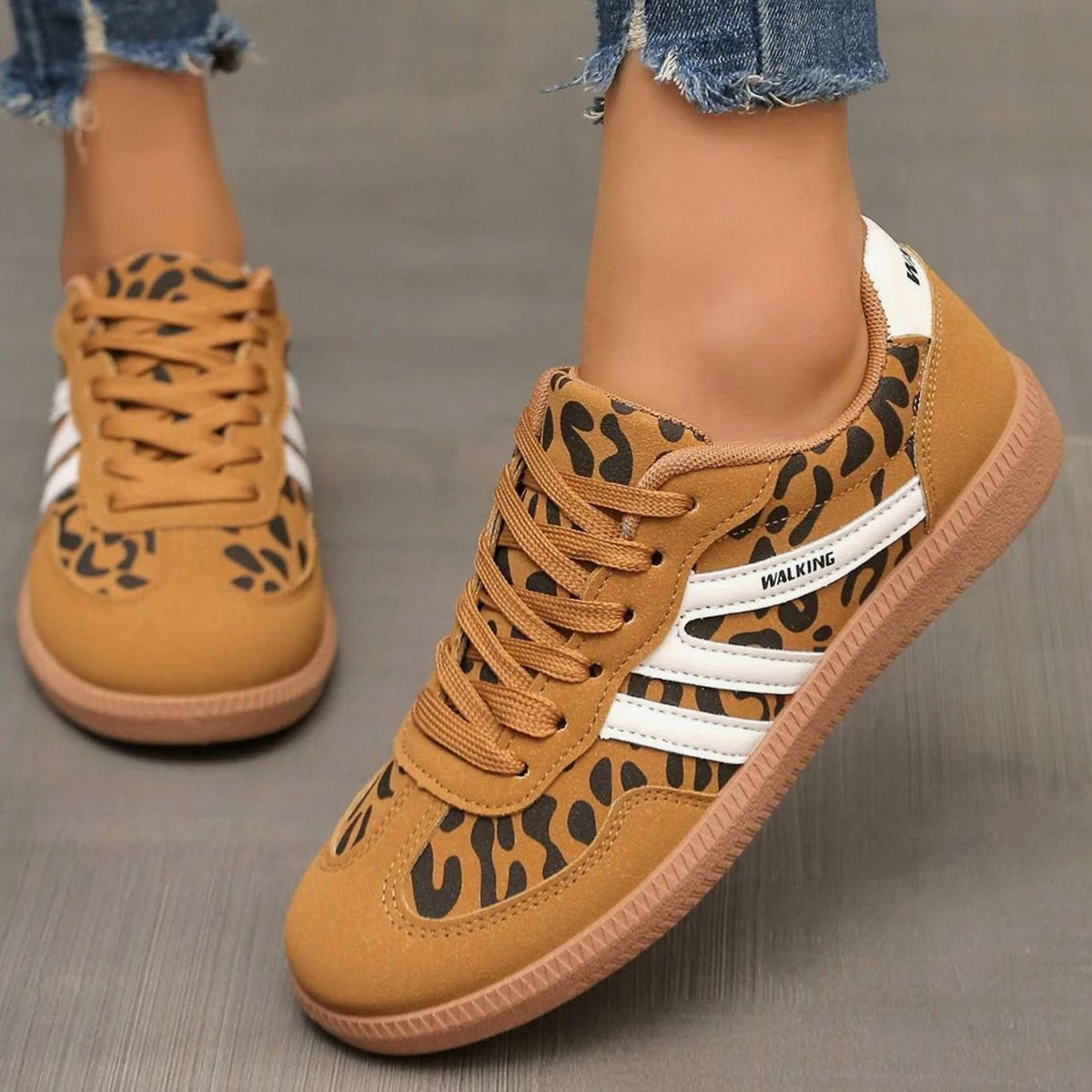 Wincentyna | Niskie Retro Sneakersy z Szerokim Noskiem