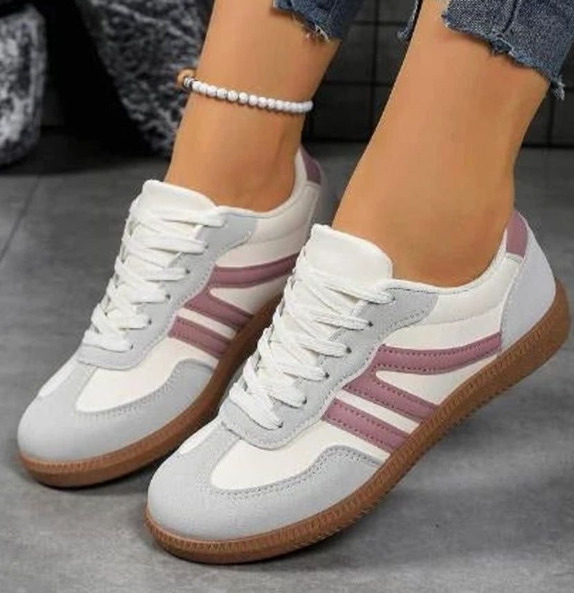 Wincentyna | Niskie Retro Sneakersy z Szerokim Noskiem