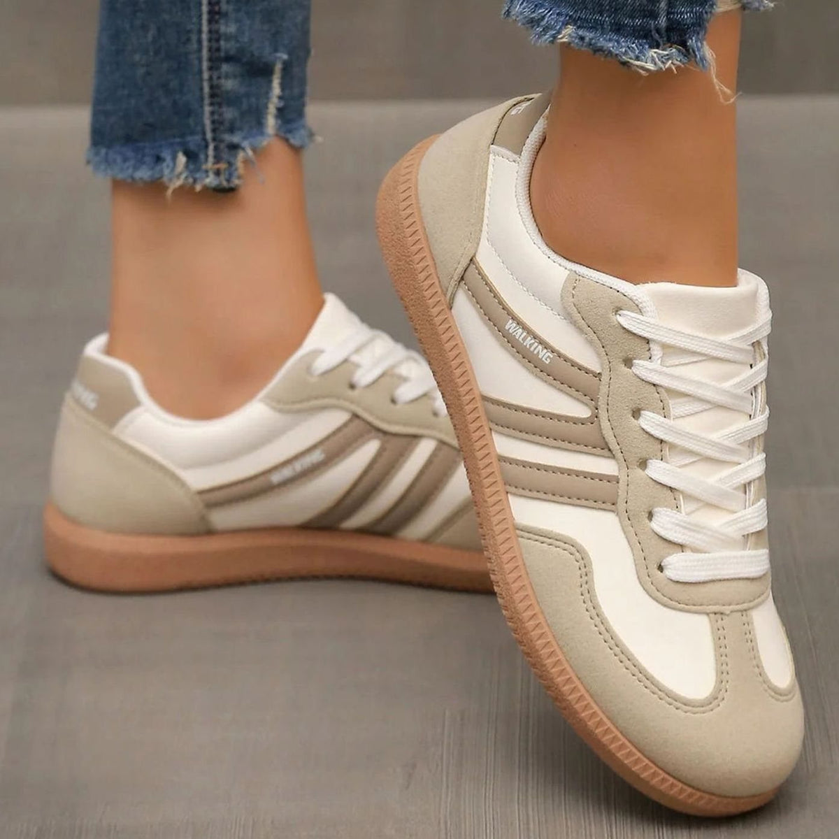 Wincentyna | Niskie Retro Sneakersy z Szerokim Noskiem