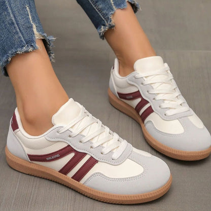 Wincentyna | Niskie Retro Sneakersy z Szerokim Noskiem