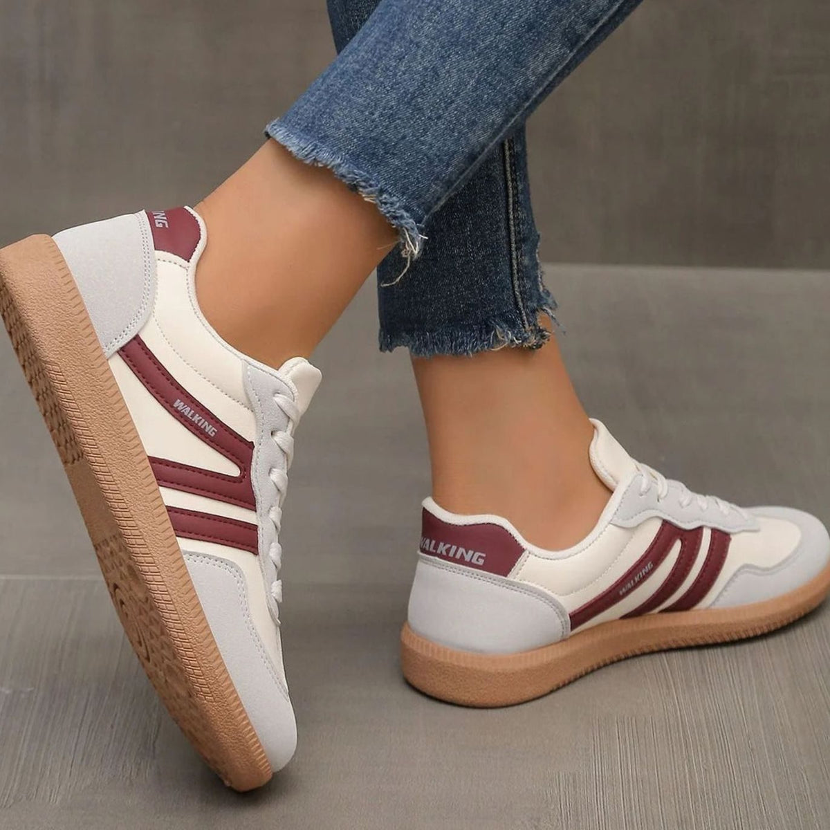 Wincentyna | Niskie Retro Sneakersy z Szerokim Noskiem