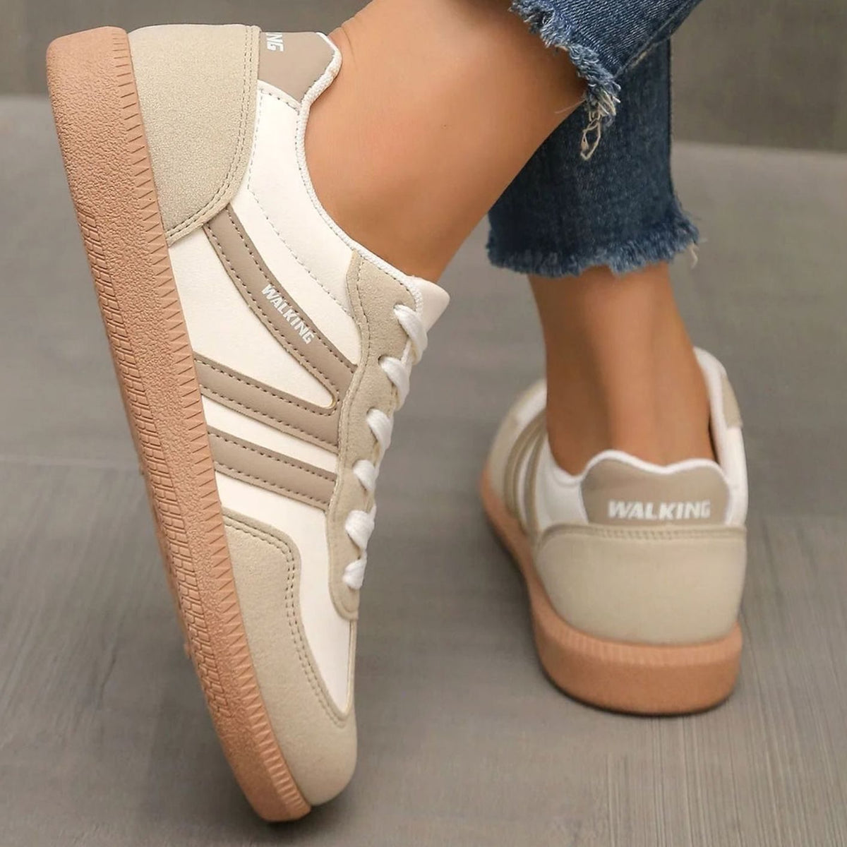Wincentyna | Niskie Retro Sneakersy z Szerokim Noskiem