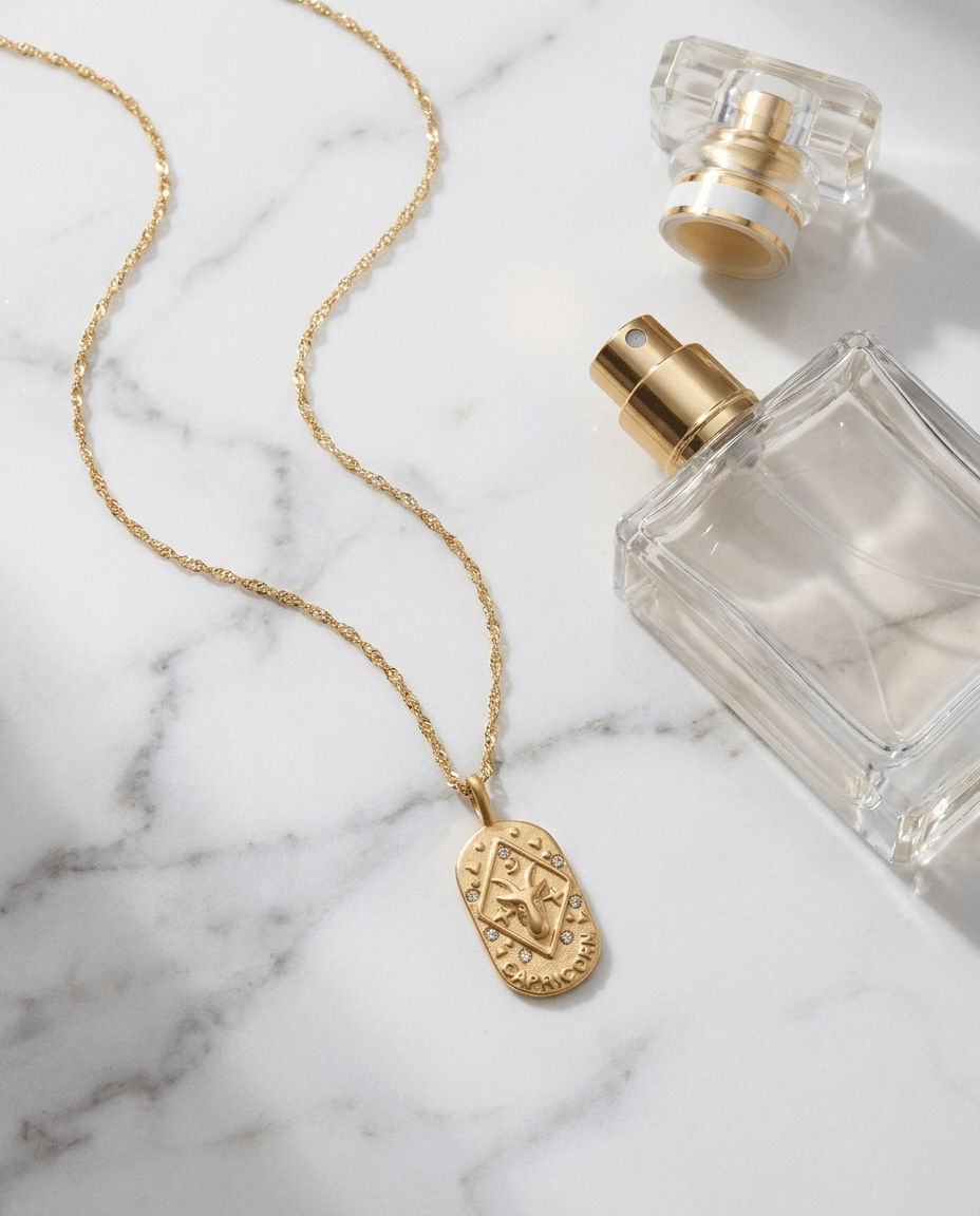 Wren | Owalny Pozłacany Naszyjnik ze Znakiem Zodiaku - Pootivo