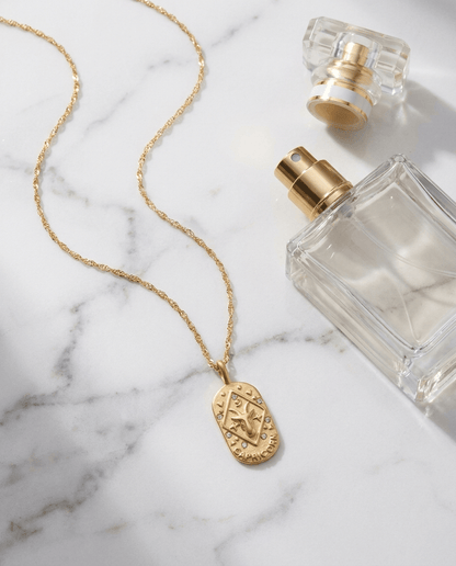 Wren | Owalny Pozłacany Naszyjnik ze Znakiem Zodiaku - Pootivo