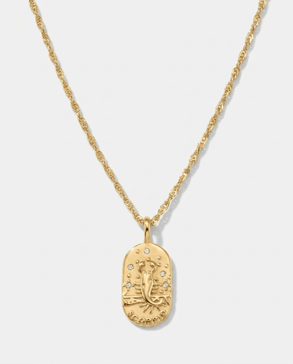 Wren | Owalny Pozłacany Naszyjnik ze Znakiem Zodiaku - Pootivo