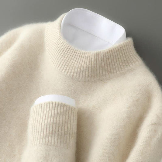 Sweter damski ze stójką w kolorze kremowym
