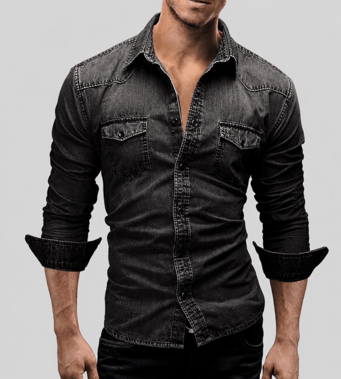Wyatt | Jeansowa Przecierana Koszula w Stylu Western - Pootivo