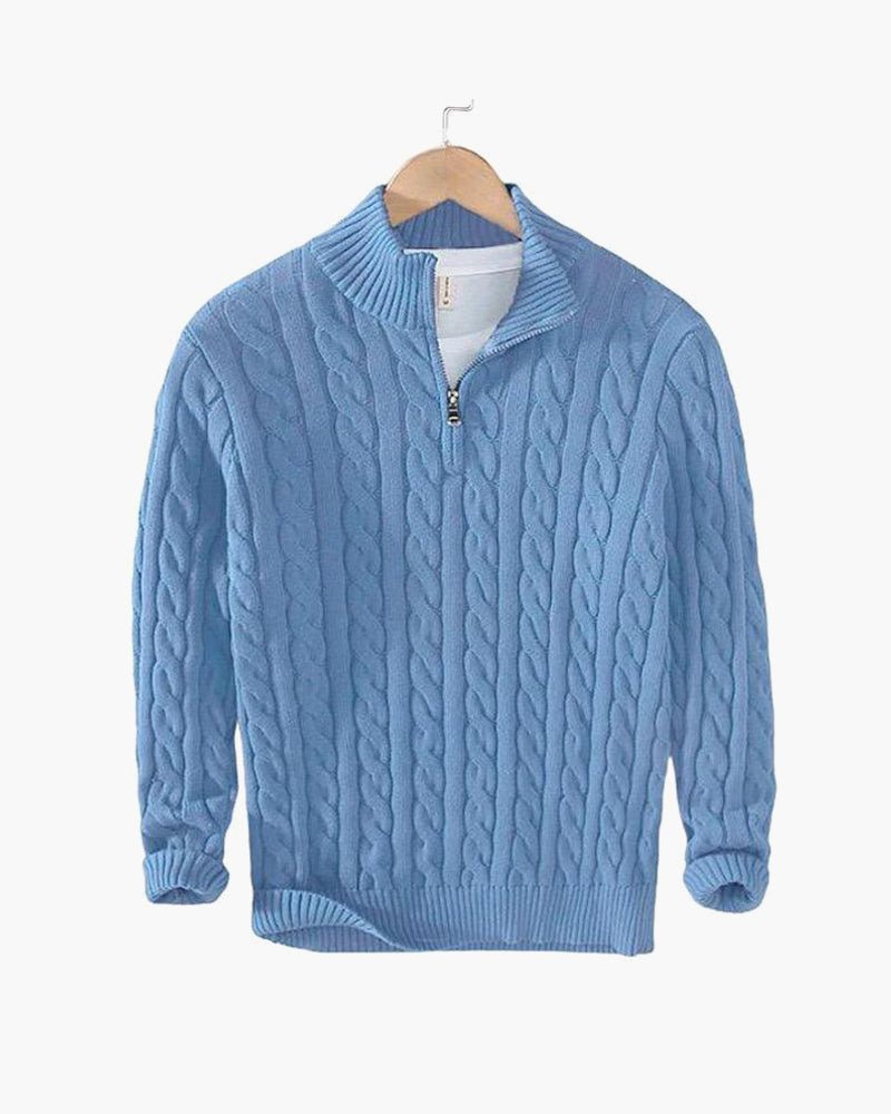 Zdzibor | Elegancki Męski Sweter w Warkocze z Suwakiem - Pootivo