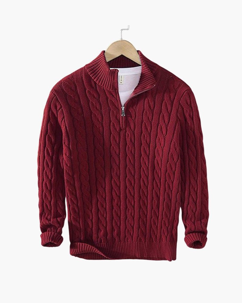 Zdzibor | Elegancki Męski Sweter w Warkocze z Suwakiem - Pootivo