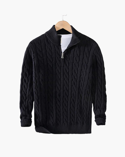 Zdzibor | Elegancki Męski Sweter w Warkocze z Suwakiem - Pootivo