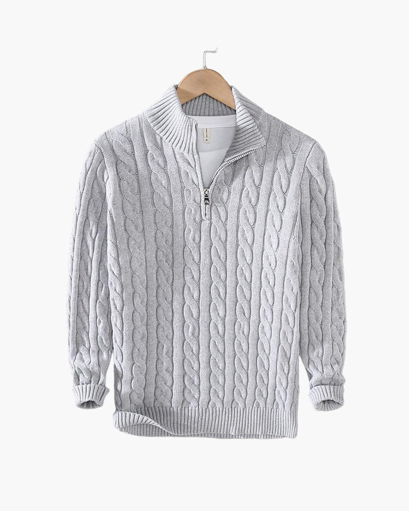 Zdzibor | Elegancki Męski Sweter w Warkocze z Suwakiem - Pootivo