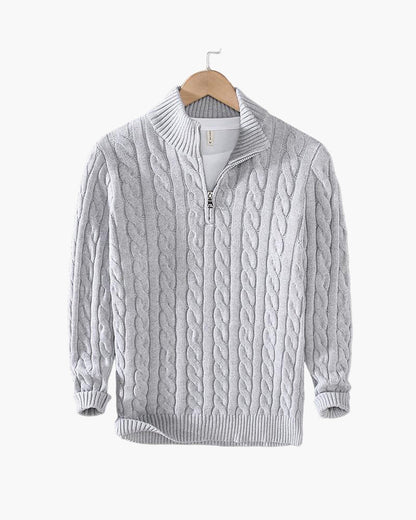 Zdzibor | Elegancki Męski Sweter w Warkocze z Suwakiem - Pootivo