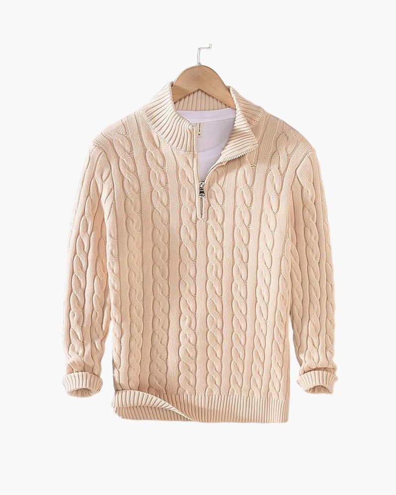 Zdzibor | Elegancki Męski Sweter w Warkocze z Suwakiem - Pootivo