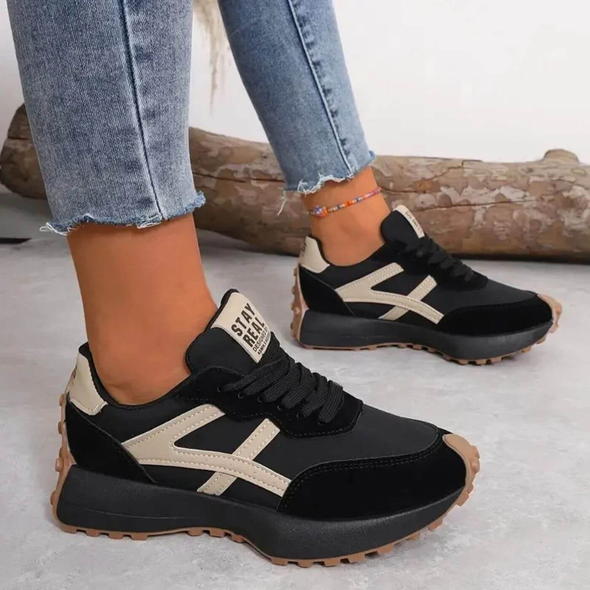 Zdzisława | Lekkie Jesienne Sneakersy na Grubej Podeszwie - Pootivo