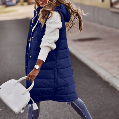 Zuzanna | Długa Pikowana Zimowa Kamizelka z Kapturemmen's Longline Hooded Puffer Gilet - Pootivo