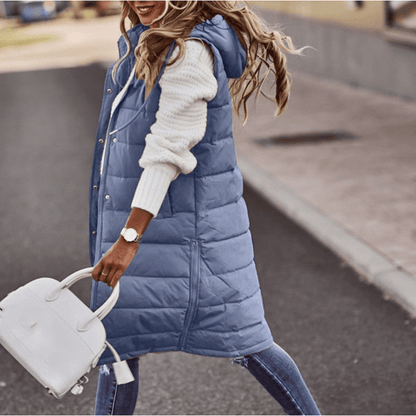 Zuzanna | Długa Pikowana Zimowa Kamizelka z Kapturemmen's Longline Hooded Puffer Gilet - Pootivo