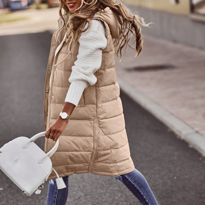 Zuzanna | Długa Pikowana Zimowa Kamizelka z Kapturemmen's Longline Hooded Puffer Gilet - Pootivo